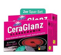 abrazo CeraGlanz - Set di 4 detergenti per pavimenti in vetroceramica, 2 x 2 pezzi, antibak, detergente per vetroceramica, pulizia per piano cottura, pulizia senza graffi
