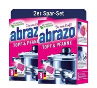 abrazo Pentola e padella - 16 cuscini per la pulizia, 2 x 8 pezzi per pentole e cucina, spugna per piatti con sapone vegetale vegano, spugna per la pulizia