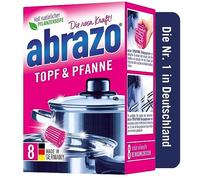 abrazo per pentole e padelle | 8 tamponi di pulizia per pentole, grill e forno, spugna per piatti con sapone vegetale vegano, spugna da cucina, spugna per pulizia