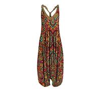 Abreli Tuta Estiva da Donna Salopette Lino Estivo Donna Boho Chic Jumpsuit Elegante Senza Maniche Monopezzi Tutine Baggy Jumpsuit Taglie Forti Pantalone Tuta Colorato Overall Dungarees (J,M,M)