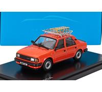 ABREX 1/43 MODELLINO AUTO STATICO DIECAST SKODA 120L 1984 ARANCIO CON SLITTINO