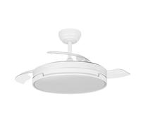 Abrila - Ventilatore DC PAPIRO | Colore bianco con tre pale pieghevoli | 6 velocità regolabili | 3 temperature di luce | con timer e telecomando inclusi