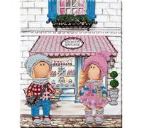 Abris Art kit de punto de abalorios estampados "Reunión en el café", 37,5x30cm,