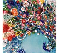 Abris Art Kit per ricamo con perline colorate, kit fai da te per principianti. Kit di perline fatto a mano dall'Ucraina. Elegante set di cucito, motivo ad ago colorato con pavone decorativo da parete