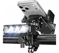 ABROML Supporto per telefono per luce bici, supporto per telefono | IPX5 faro da bicicletta ricaricabile, supporto per telefono scooter regolabile a 360° per iPhone 17 16 15 Pro Max Galaxy e