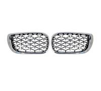 ABS Car Chrome Black Diamond Grill Griglie for paraurti anteriori automatiche compatibili con BWM 3 Serie E46 Griglia for porte 2002-2005 320i 325Xi 330Xi(Sliver)