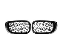 ABS Car Chrome Black Diamond Grill Griglie for paraurti anteriori automatiche compatibili con BWM 3 Serie E46 Griglia for porte 2002-2005 320i 325Xi 330Xi(Black silver)