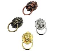 ABSDWIF 4-1PC Testa di Leone Manopola Bronzo Antico Anello Maniglia Vintage Lega di Tirare Hardware Decorativo Porta Dell'armadio Cassetto Maniglia Manopola Anello(Style D,2PCS)