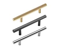 ABSDWIF Maniglia for cucina in oro spazzolato da 20 pezzi for porta in acciaio inossidabile con barra a T 76mm 96mm Manopole e maniglie for mobili for nera(20pcs Silver 128mm)