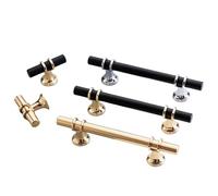 ABSDWIF Maniglie for porte in oro nero in lega di zinco for armadi da cucina Pomelli for cassetti solidi Hardware for maniglie for mobili moda(Black Gold 96mm)