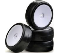RUOTE COMPLETE 1:10 AUTO DA TURISMO ABSIMA SLICK A DISCO BIANCO 4 PZ MODELLISMO