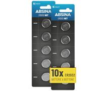ABSINA 10x Batteria CR2032 3V - Pile CR2032 a prova di perdite, resistenti e longevoli - Batterie CR2032, CR 2032 batteria, batterie 2032 a bottone, pila CR2032, batteria 2032, pile 2032 bottone