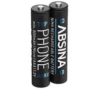ABSINA 2x Batterie ricaricabili AAA per telefono 800 mAh - Pile ricaricabili AAA NiMH da 1,2V - Batterie AAA ricaricabili per telefono cordless - Ministilo ricaricabili AAA, pile AAA ricaricabili