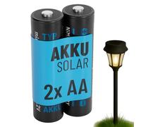 ABSINA 2x Batterie solari AA ricaricabili 800mAh 1.2V NiMH - Batterie per solare - Batterie ricaricabili AA a bassa autoscarica - Batteria solare, batteria per lampada, pile ricaricabili