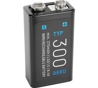 ABSINA 1x Batteria 9V Ricaricabile 300 con bassa autoscarica - Batterie 9V NiMH con 8,4V & almeno 270mAh - Pila 9V, 9V battery, pile 9V, 9V batteria ricaricabile, batteria 6LR61 9V, pila quadrata 9V