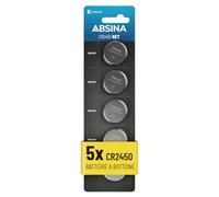 ABSINA 5x CR2450 3V Lithium Battery - Batterie CR2450 a prova di perdite e longevoli - Batteria CR2450 3V, batteria 2450, CR 2450 batteria 3V, pila 2450, CR2450 batterie, pila CR2450