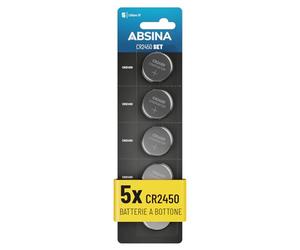 ABSINA 5x CR2450 3V Lithium Battery - Batterie CR2450 a prova di perdite e longevoli - CR 2450 Batteria 3V