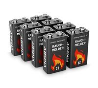ABSINA 8x Batteria 9v per rivelatore di fumo alcaline - Pile 9 volt longevoli - Pile 9V per rivelatori d'incendio, movimento, monossido di carbonio, allarmi di avvertimento e antifumo - Pila 9V