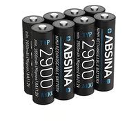 ABSINA 8x Batterie ricaricabili AA 2900 - Batteria NiMH AA da 1,2 V e min. 2650 mAh - Batterie AA ricaricabili per dispositivi ad alto consumo energetico - Pile AA per controller torcia, Wii e Xbox