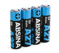 ABSINA Batteria 27A 12V per Apriporta Garage e molto altro | Confezione da 4 - A27 batteria a prova di perdite e lunga durata - 27A 12V batterie