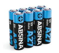 ABSINA Batteria 27A 12V per Apriporta Garage e molto altro | Confezione da 8 - A27 batteria a prova di perdite e lunga durata - 27A 12V batterie