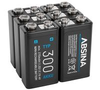 ABSINA Batteria 9V Ricaricabile 300 con bassa autoscarica