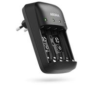 ABSINA Batteria AA AAA & 9 V - NiMH, 4 scomparti per batterie ricaricabili - Car