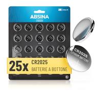 ABSINA Batteria CR2025 3V | Confezione da 25: CR2025 batteria anti perdite & lunga durata CR 2025 3V, 2025 bottone, pila, batterie 2025, pile, 2025, 2025