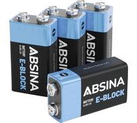 Absina Batteria da 9 V Alcalina/manganese 580 mAh 9 V 4 pz.