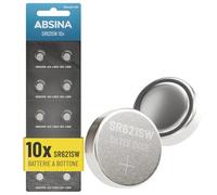 ABSINA Batteria SR621SW orologio 1,55V ossido d'argento | Confezione da 10 - SR621SW batteria orologio a tenuta stagna e lunga durata - 364, batterie orologi