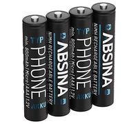 ABSINA Batterie per cordless Gigaset 800 mAh | Confezione da 4 - AAA batteriA NiMH 1,2V - A400 A415 AS40 A510 AS69 C430 C530HX CL660HX E560 E290A