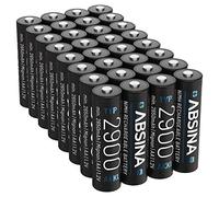 ABSINA Batterie ricaricabili AA 2900 Batteria NiMH AA da 1,2 V e min. 2650 | Confezione da 32 - mAh Batterie AA ricaricabili per dispositivi ad alto consumo energetico Pile controller torcia, Wii e Xbox