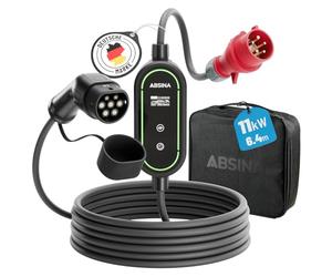 ABSINA Caricabatterie auto elettrica CEE 16A Tipo 2 con potenza regolabile | Wallbox mobile 11kW 16A trifase IP67 con cavo di 6,6 m - Caricabatteria auto elettrica - Wall box
