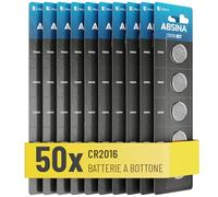 ABSINA CR 2016 Batteria 3V litio Batterie CR2016 anti perdite lunga durata | Confezione da 50 - CR2016 3V Lithium per chiavi auto, bilancia digitale e altro - Batteria, batterie 2016, pile 2016 bottone