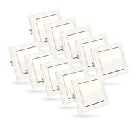 ABSINA Interruttore a croce incassato in bianco - 10x interruttore 250V AC, 10A, IP20 incl. telaio, inserto da incasso e coperchio - interruttore luminoso, interruttore a bilanciere