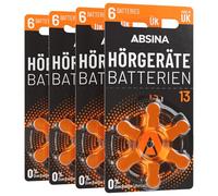 ABSINA Pile per apparecchi acustici 13 Zinco Aria con 1,45V - 24 batterie apparecchi acustici 13 con pellicola protettiva - pile acustiche 13 - PR48 ZL2 P13 Pile apparecchi acustici 13