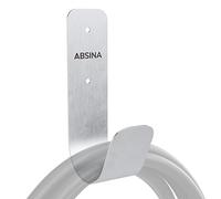 ABSINA Supporto da Parete per Il Cavo Ricarica Auto elettrica - in Acciaio Inox con Accessori di Montaggio - Porta Cavi di Tipo 2, Supporto per Cavo wallbox - 16,1 x 4,5 x 8,3 cm