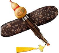ABSJDA Hulusi di bambù professionale, flauto di zucca hulusi fatto a mano cinese, strumento musicale etnico, tasto C, suono bb per principianti, amanti della musica(F-key)