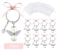 ABSOFINE 20 angeli custodi e 20 sacchetti in organza, regalo per gli ospiti rosa, ciondolo per matrimonio, battesimo, Natale, compleanno, cresima, regalo