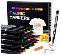 ABSOFINE 30 pennarelli in tessuto, lavabili in lavatrice, 30 colori, resistenti al lavaggio per ragazzi e ragazze, lavabili in tessuto, per magliette, sacchetti di stoffa, cappelli, fai da te, idea