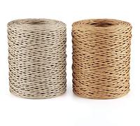 ABSOFINE Cordino per carta in filo di ferro, colore naturale, filo di carta, 2 x 100 m, filo di ferro per fiori, filo di legatura rustico, per Natale
