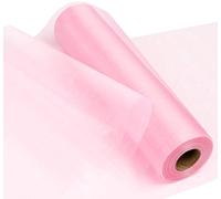 ABSOFINE Rotolo di organza, 35 m x 29 cm, morbido tessuto in tulle, decorativo per matrimonio, decorazione da tavolo, sedia, runner da tavolo, regali per feste, fai da te (rosa)