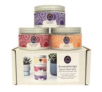 Absolute Aromas Cofanetto Regalo di Sali di Epsom Rilassanti - 3 pz da 300 g di Lavender, Detox e Relaxation - Solfato di Magnesio Infuso con Oli Essenziali Puri al 100%