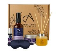Absolute Aromas Sweet Dreams - Set regalo per dormire, spray Goodnight Room, rollball, sali da bagno Epsom, diffusore a bastoncini rilassanti e maschera per gli occhi, aromaterapia naturale per donne