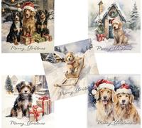 Absolutely Yours Confezione da 10 biglietti di Natale di beneficenza. Ogni confezione di biglietti di Natale contiene 5 diversi modelli di cani. Ecologico e prodotto nel Regno Unito. Versetto all'inte