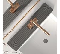 Absorbent Faucet Mat for Kitchen Sink, Super Absorbent Diatomite Fast Drying Stone Sink Tray Prevents Moisture Buildup & Splash Guard, Universal Kitchen Sinks Faucet Mat (Dark Gray A)