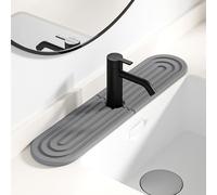 Absorbent Faucet Mat for Kitchen Sink, Super Absorbent Diatomite Fast Drying Stone Sink Tray Prevents Moisture Buildup & Splash Guard, Universal Kitchen Sinks Faucet Mat (Dark Gray B)