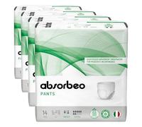 Absorbeo Pants Extra, Mutande Assorbenti Elasticizzate per Incontinenza Media, Comfort Assoluto, Protezione Totale, Sistema Antiodore, Completamente Traspiranti, Unisex, Taglia L, 14 Pezzi