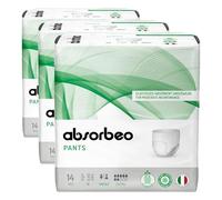 Absorbeo Pants Extra, Mutande Assorbenti Elasticizzate per Incontinenza Media, Comfort Assoluto, Protezione Totale, Sistema Antiodore, Completamente Traspiranti, Unisex, Taglia M, 14 Pezzi