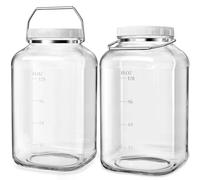 Absovetu Confezione da 2 barattoli di vetro grandi con coperchio, ermetici, da 5,7 litri, quadrati, con manico, a bocca larga, per pasta, riso, sottaceti, biscotti, dolci e biscotti